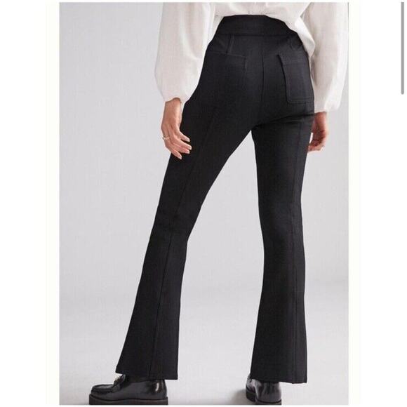 Maeve Anthropologie Slit Split Front Flared Leg Ponte Pants Black Women’s Size 4 - Picture 2 of 11